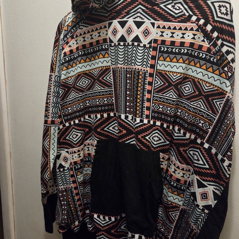 ROE Geometric Pattern Hoodie - Black, Orange, White